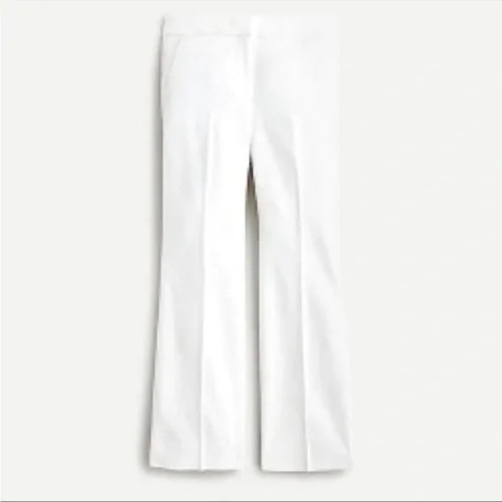 J CREW HAYDEN WHITE LINEN KICK FLARE CROP PANT SIZE 10